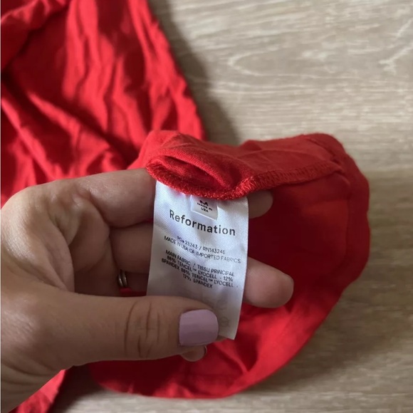 Reformation halter dress tie red mini body con size medium cibrina - Picture 4 of 5